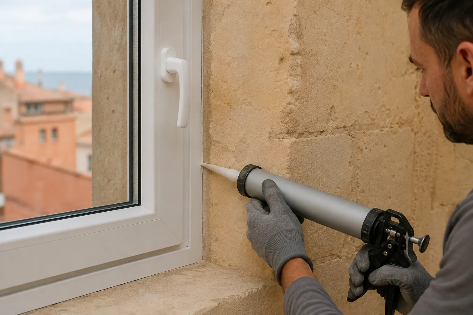 Fijación y sellado perimetral de una nueva ventana de PVC en Tarragona
